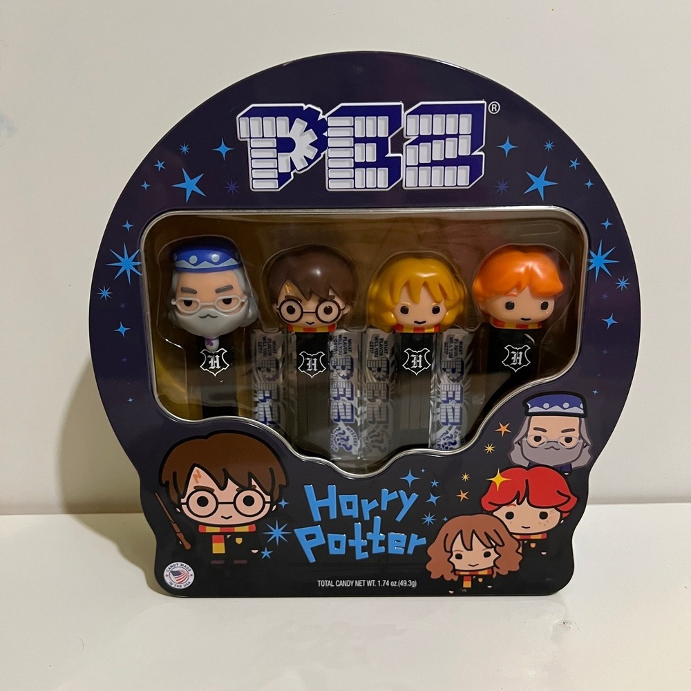 Pez Harry Potter Hogwarts Castle Tin‎ Set 4 black mystery ron hermione Candy